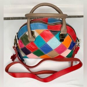 Colorful Patchwork Leather Handbag